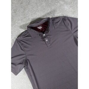Straight‎ Down Shirt Mens XL Burgundy Gray Striped Golf Polo Performance Stretch